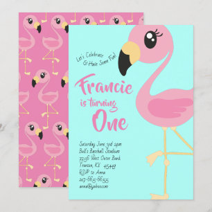 Convites de primeiro aniversario Flamingo