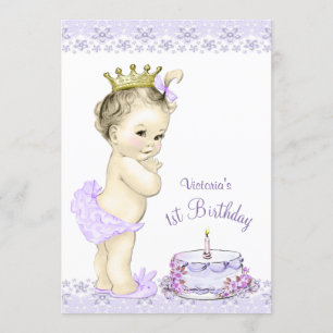 Convites de Primeiro Aniversário Lavanda para Meni