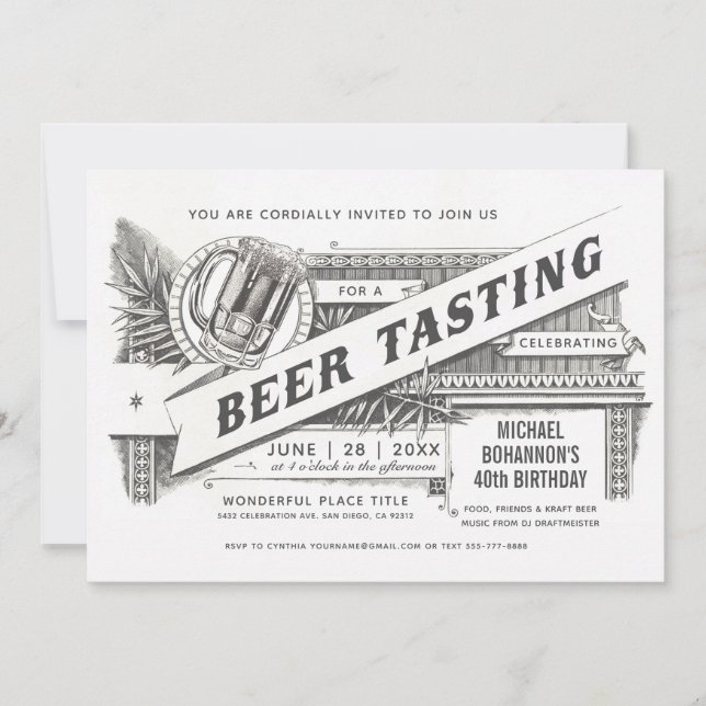 Convites de Prova de Cerveja | Supremacia Vintage (Frente)