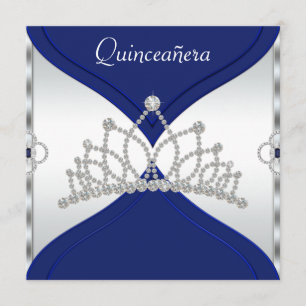 Convites de Quinceanera Azul Branco e Real