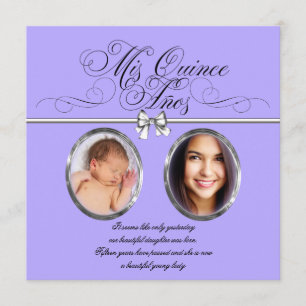 Convites de Quinceanera com Foto Roxo Lavanda