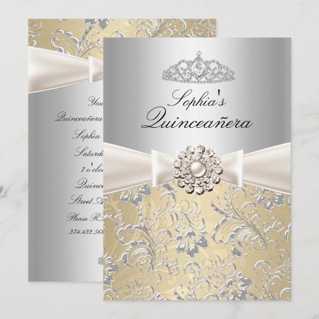 Convites de Quinceanera Coroa de Redemoinho de Pra (Frente/Verso)