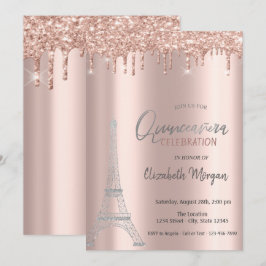 Convites de Quinceanera da Torre Eiffel com Goteja
