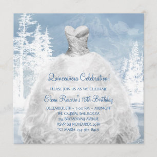 Convites de Quinceanera de Flocos de Neve Azuis de