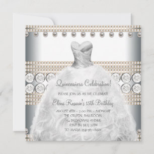 Convites de Quinceanera de vestido de festa dourad