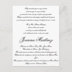 Convites de quinceanera em espanhol 4,25 x 5,5