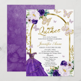 Convites de Quinceanera espanhóis Borboleta Roxa