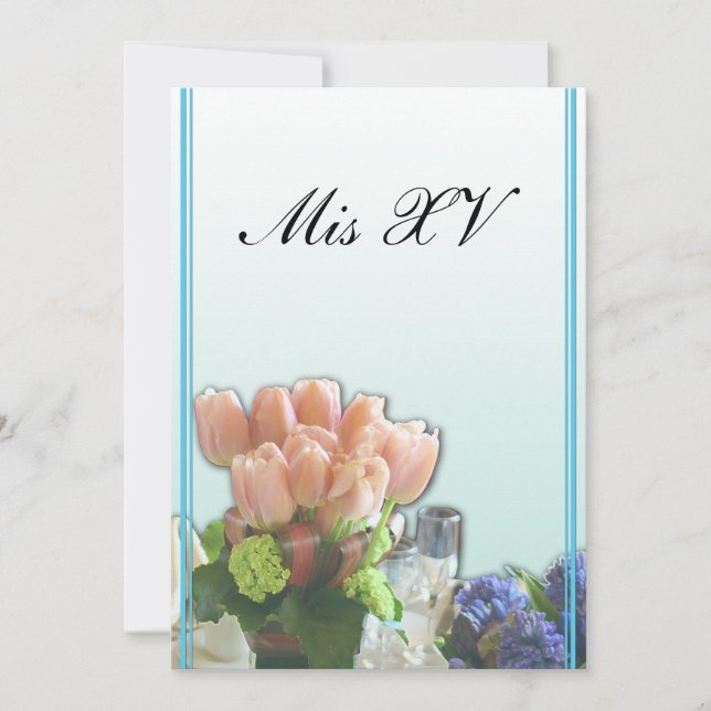 Convites de Quinceanera no azul Pastel espanhol (Frente)