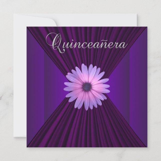Convites de Quinceanera Rosa Roxo Margarida Roxa (Frente)