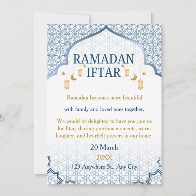 Convites de Ramadan Mubarak – Iftar de Família Ele (Frente)