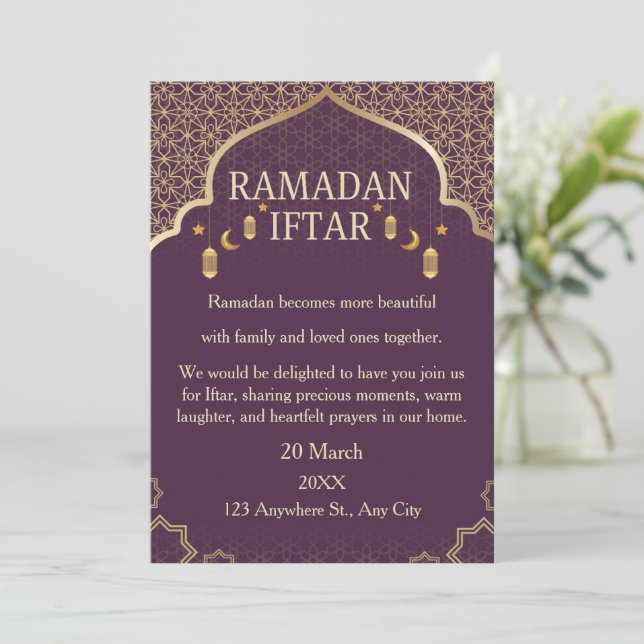 Convites de Ramadan Mubarak – Iftar de Família Ele (Em pé/Frente)