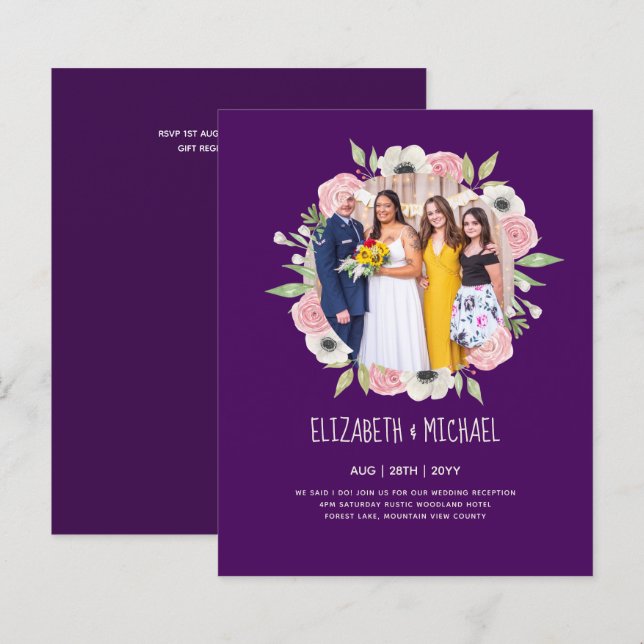 Convites de Recepção de Casamento com Foto em Alta (Frente/Verso)