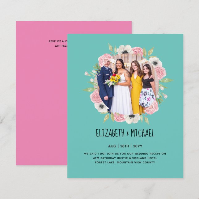 Convites de Recepção de Casamento com Orçamento Fo (Frente/Verso)