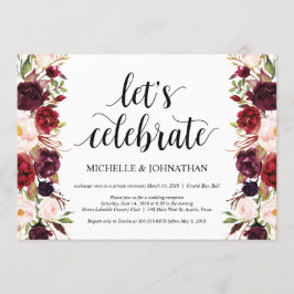 Convites de Recepção de Casamento Floral Borgonha 