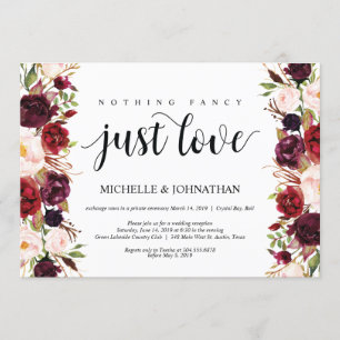 Convites de Recepção de Casamento Floral Burgundy 
