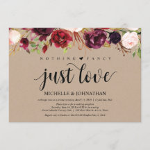 Convites de Recepção de Casamento Floral Kraft Bor