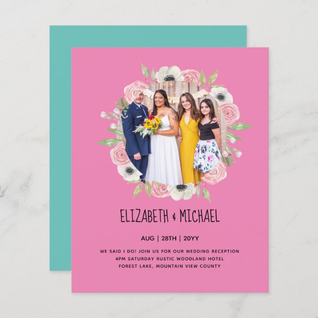 Convites de recepção de casamento PHOTO em alta no (Frente/Verso)