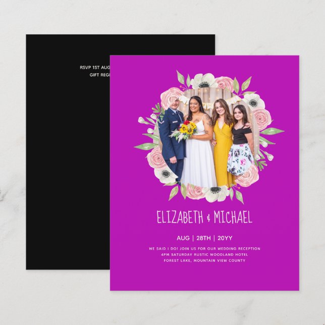 Convites de Recepção de Casamento PHOTO Tendência  (Frente/Verso)