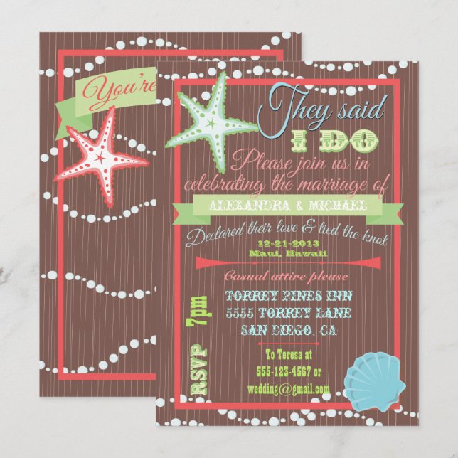 Convites de Recepção de Casamento Pós-Casamento Co (Frente/Verso)