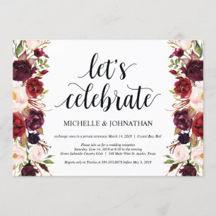 Convites de Recepção de Casamento Rústico Burgundy