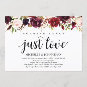 Convites de Recepção de Casamento Rústico Burgundy