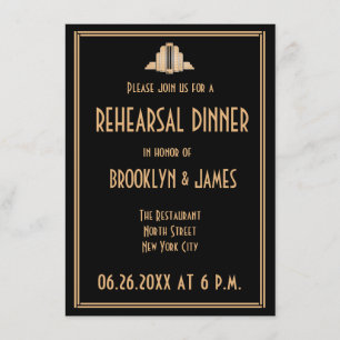 Convites de Rehearsal de Casamento Art Deco Great