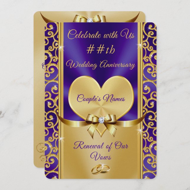 Convites de Renovação de Votos Maravilhosos Roxo e (Frente/Verso)