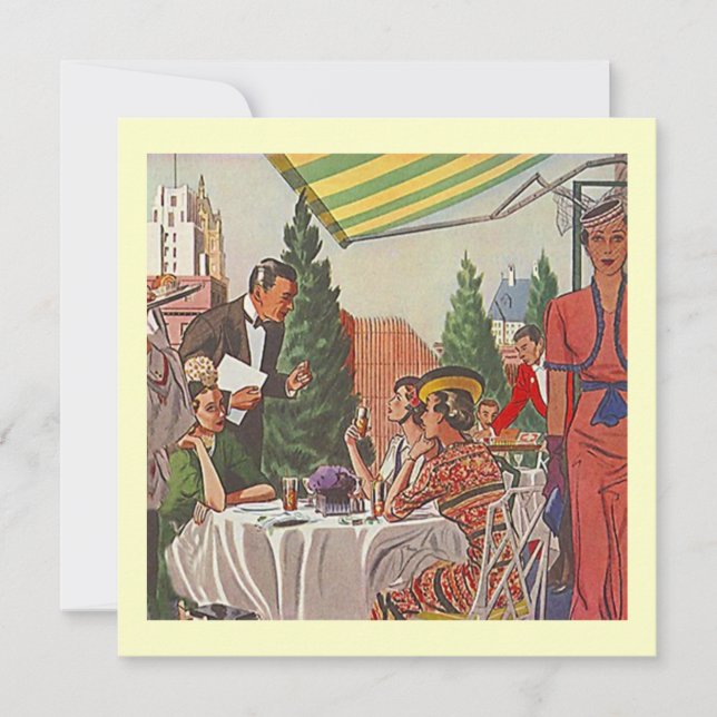 Convites de Retro do Almoço Amigos Juntos (Frente)