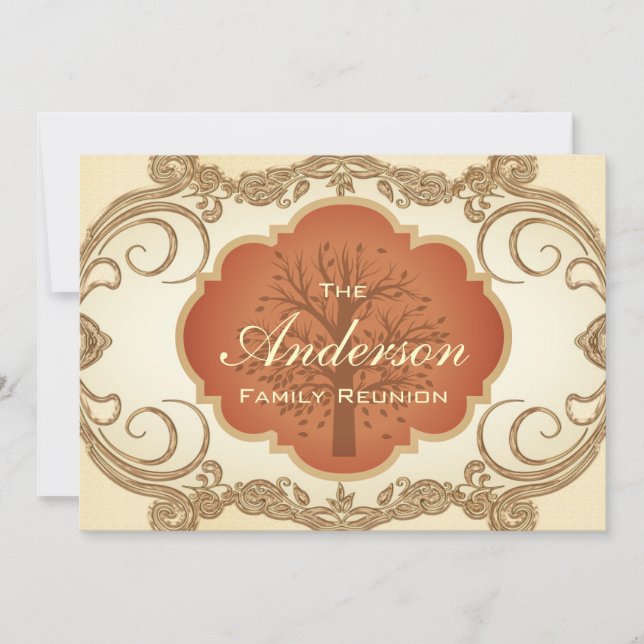 Convites De Reunião Da Família Floral Da Árvore Vi (Frente)