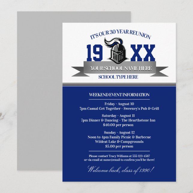 Convites de Reunião de Classe de Banner Mascot (Frente/Verso)