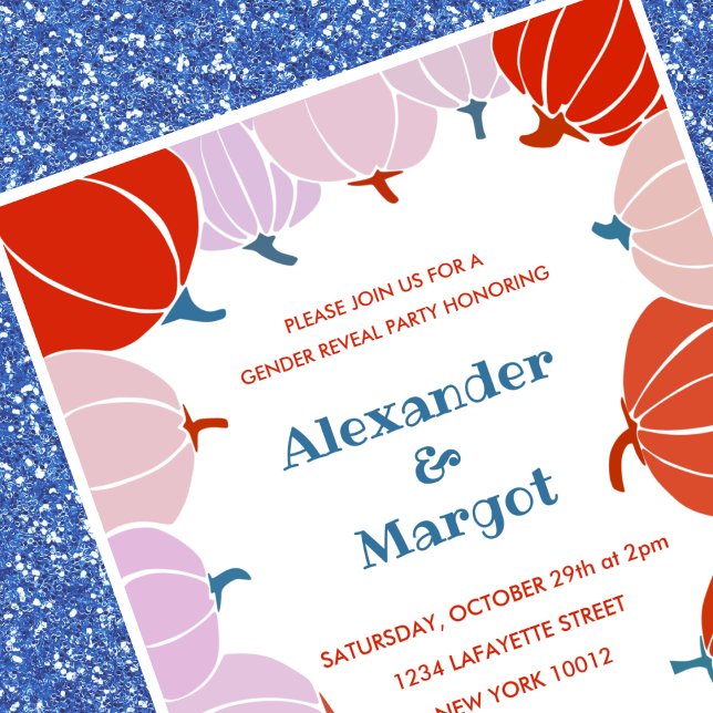 Convites de revelação de gênero do Halloween Abóbo (Halloween-gender-reveal-invitations-Pumpkin-Fall-1)