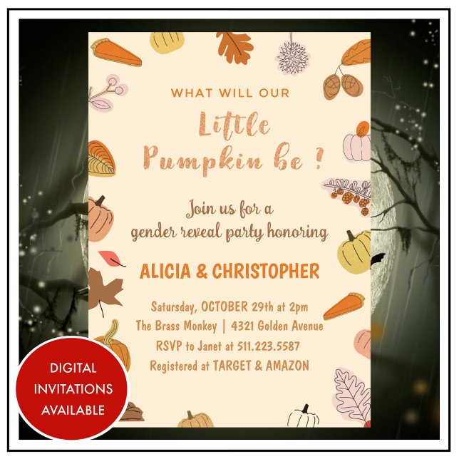 Convites de revelação de gênero do Halloween Outon (Halloween-Gender-reveal-invitations-Fall-1)