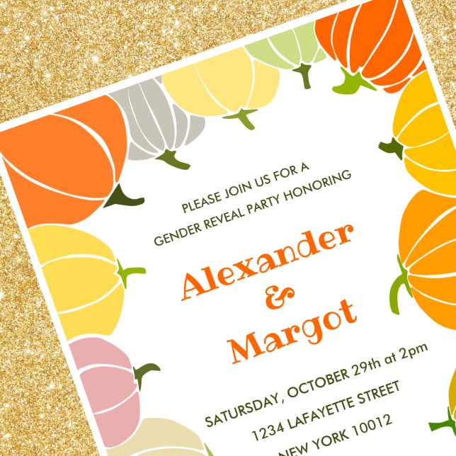 Convites de revelação de gênero no Halloween Abóbo (Halloween-gender-reveal-invitations-Pumpkin-Autumn-1)