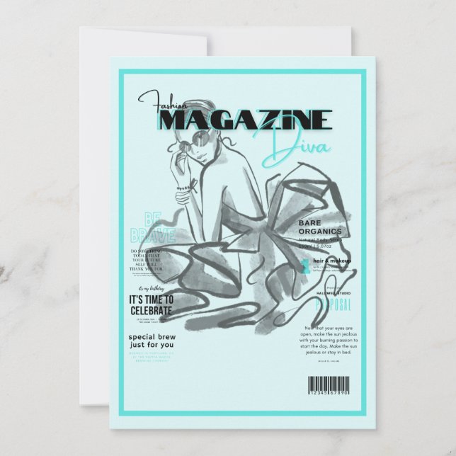 convites de revista de moda para festa de despedid (Frente)