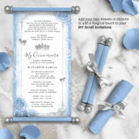 Convites de rolagem de Prata Azul Claro Quince DIY
