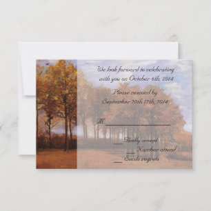 Convites de RSVP de casamento de outono.  Paisagem