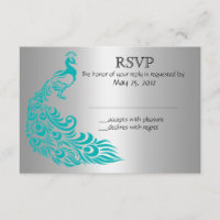 Convites de RSVP de Peacock Silver e Teal