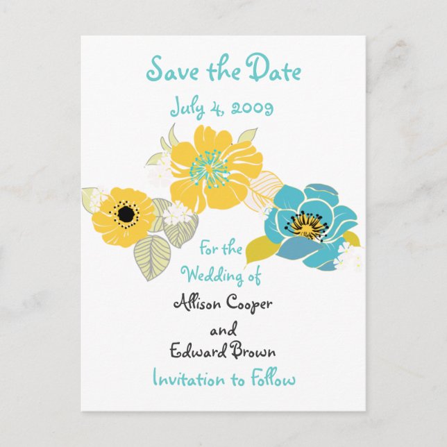 Convites de Save the Date com flores em cores lega (Frente)