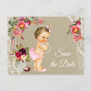 Convites de Save the Date de Chá de Bebê em Lona e