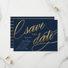 Convites de Save the Date de Letra Simples | Azul