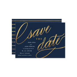 Convites de Save the Date de Letra Simples | Azul 