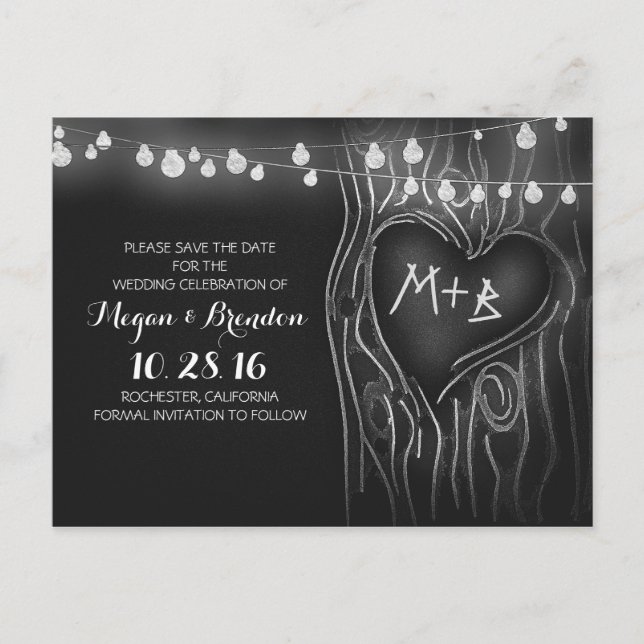 Convites de save the date de quadro-negro com luze (Frente)