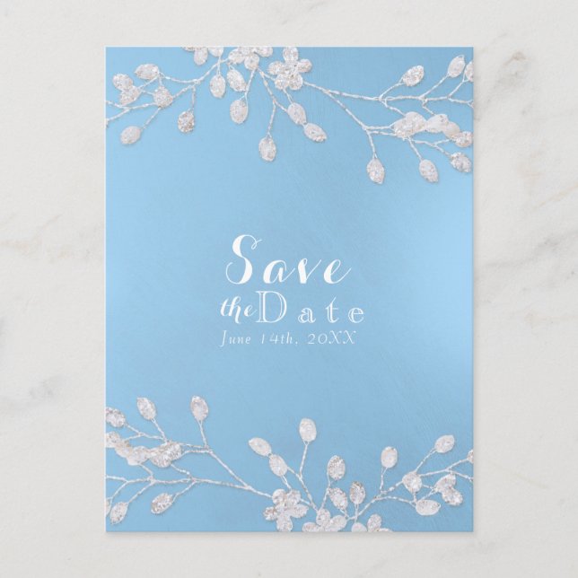 Convites de Save the Date Floral Branco com Galhos (Frente)