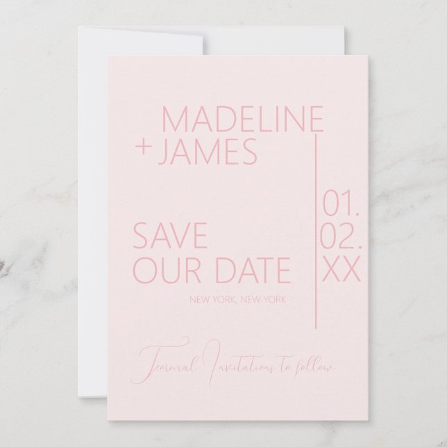 Convites de Save the Date Minimalistas Rosa sobre  (Frente)