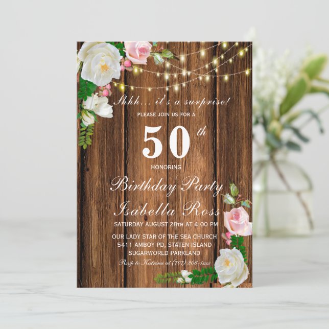 Convites de Surpresa de 50º Aniversário (Em pé/Frente)
