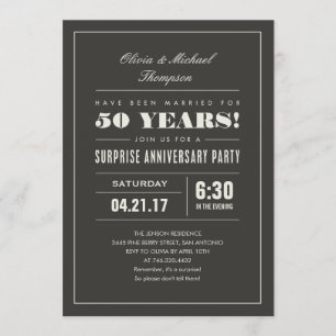 Convites de Surpresa de Aniversário de Casamento -