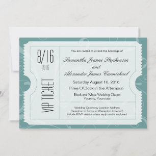 Convites de Tíquete de Casamento VIP Azul Dusty