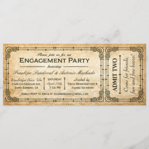 Convites de Tíquete de Festa de noivado Vintage II