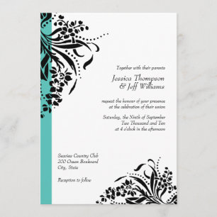 Convites de turquesa & de casamento do Flourish do