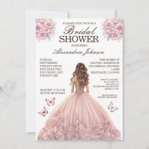 Convites de Vestido de Noite Rosa Elegante para Ch